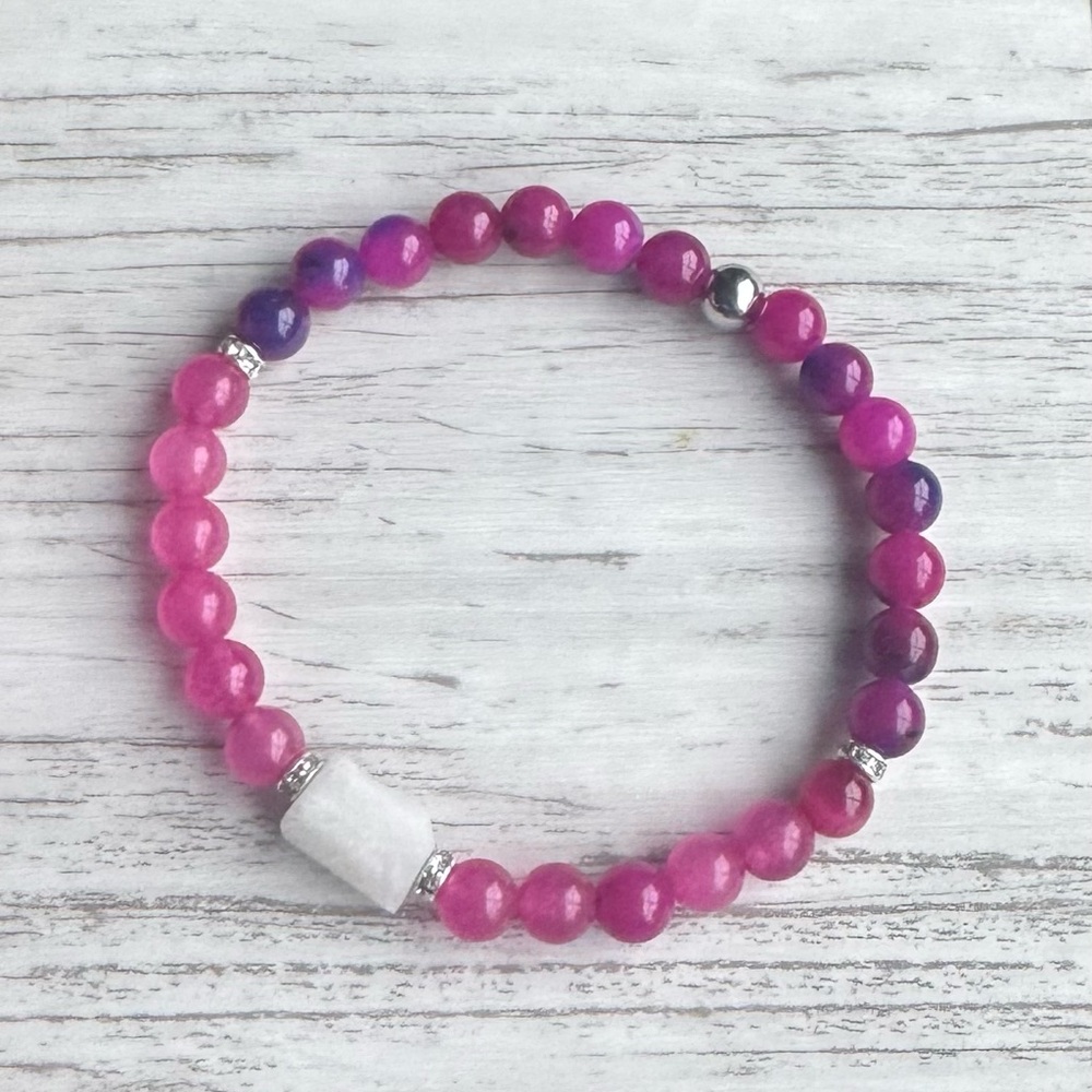 Pink and Purple Beaded Bracelet